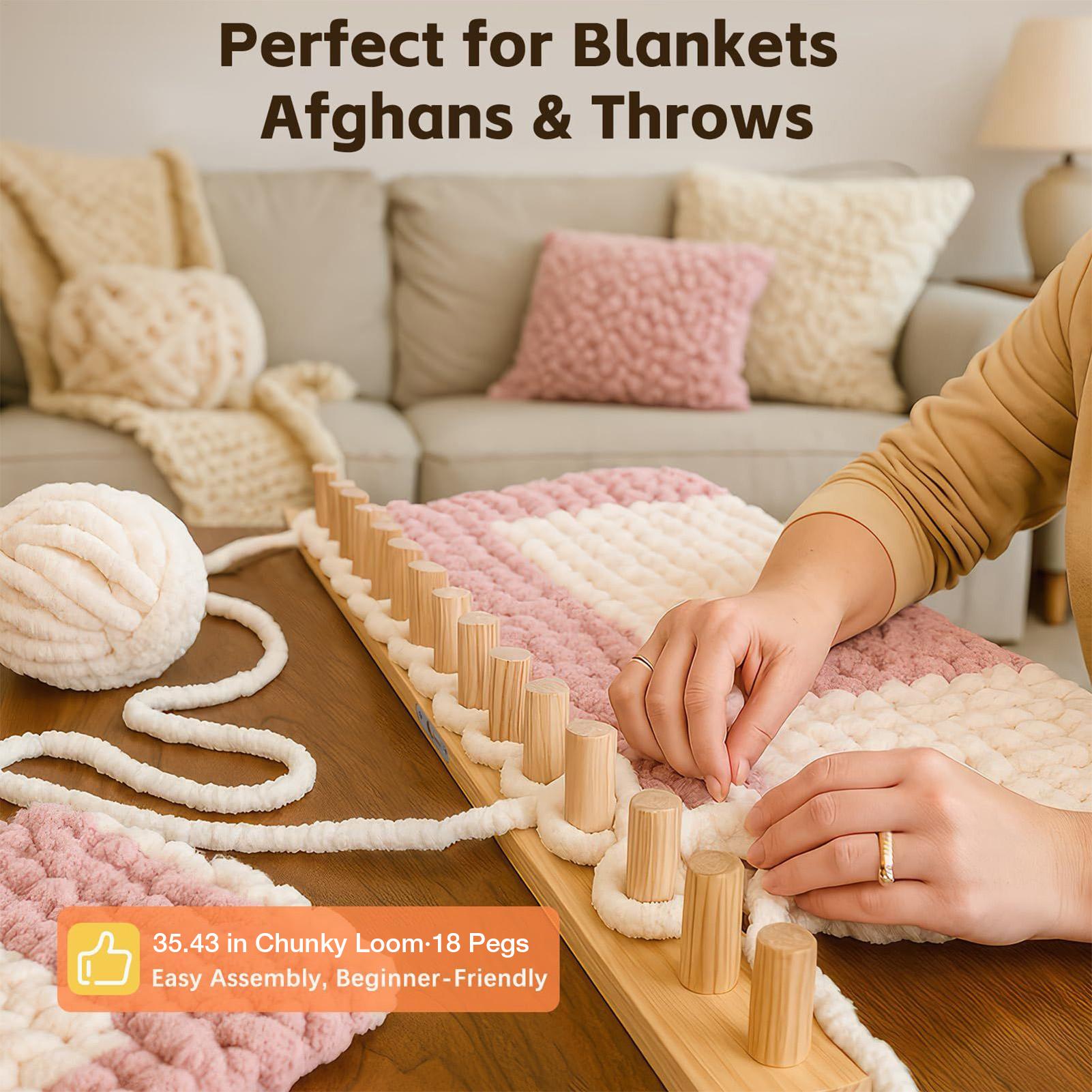 Yarn Home Decor - Вязальный ткацкий станок, 35-дюймовый деревянный ткацкий