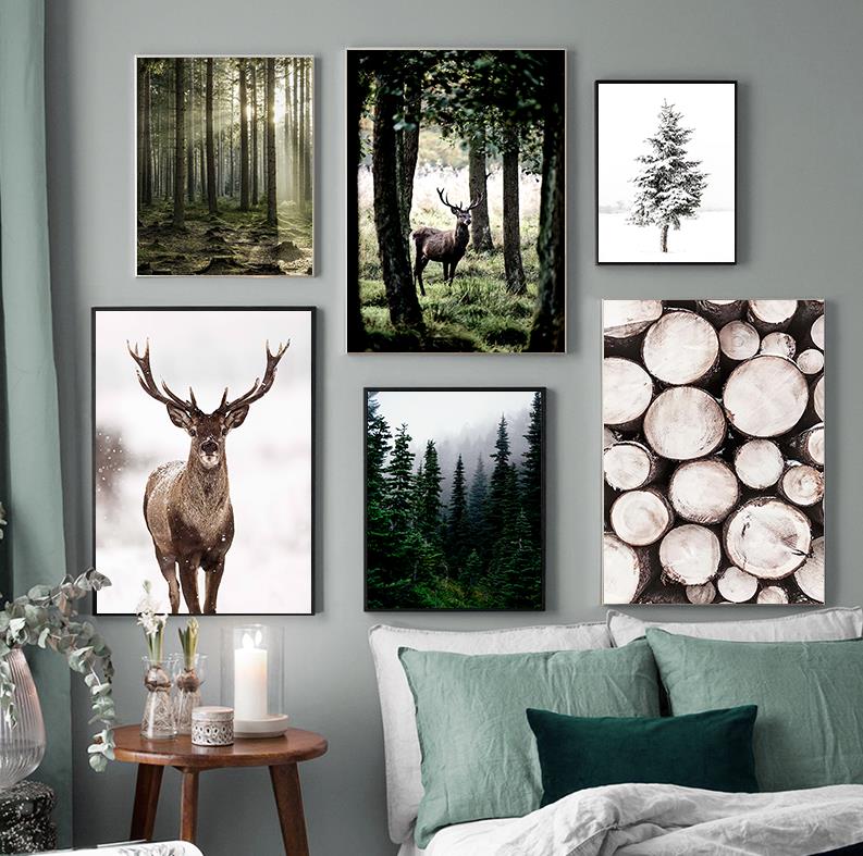 Зимний пейзаж: олень, сова, со – обзор и цена Home Decor Japandi