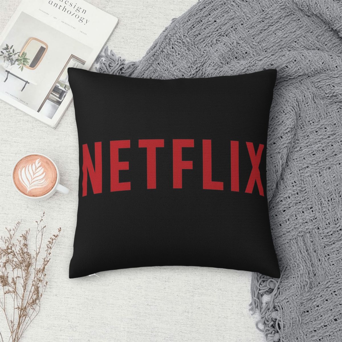 Квадратная наволочка с логотип – обзор и цена Home Decor Netflix